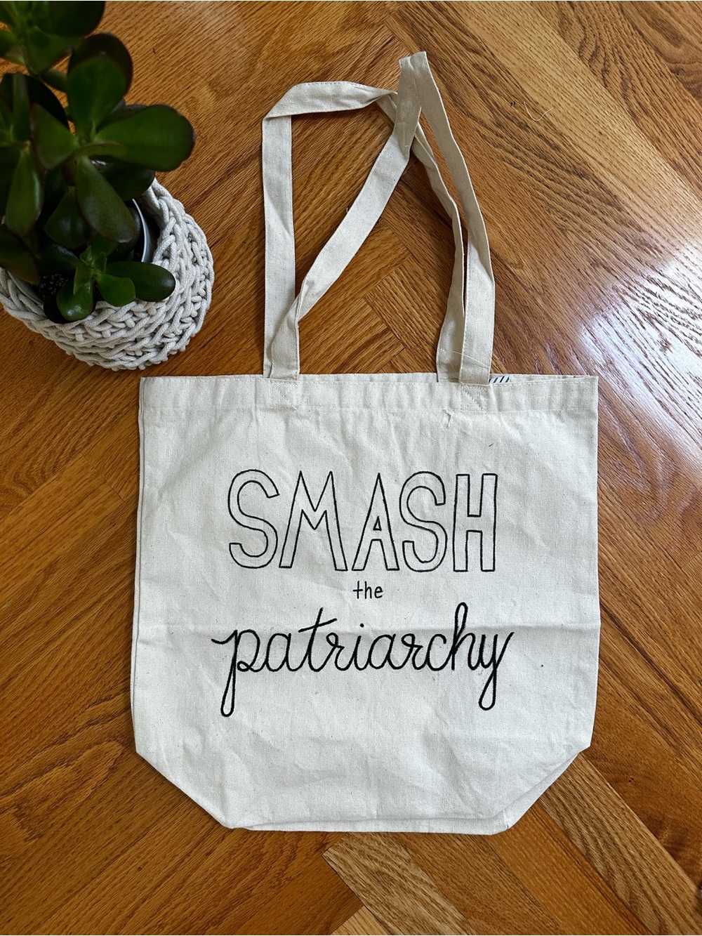 Smash the Patriarchy Canvas Tote Bag - Natural